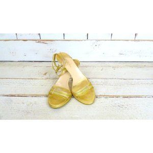 Metallic gold leather strappy Cole Haan high heels
